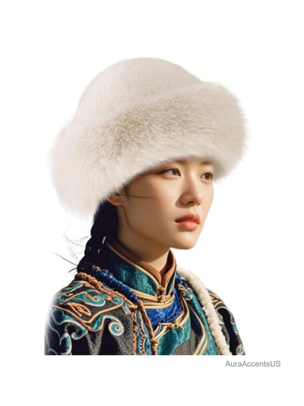Faux Fur Bucket Hat Adjustable Quilted Lined Winter Outdoor
